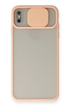 Mey İthalat®   iPhone XS Max Kılıf Palm Buzlu Kamera Sürgülü Silikon - Pembe
