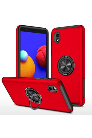 Mey İthalat®  Samsung Galaxy A01 Core Kılıf Elit Yüzüklü Kapak - Kırmızı