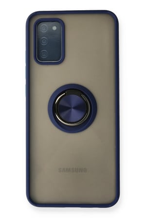 Mey İthalat®  Samsung Galaxy A02S Kılıf Montreal Yüzüklü Silikon Kapak - Lacivert
