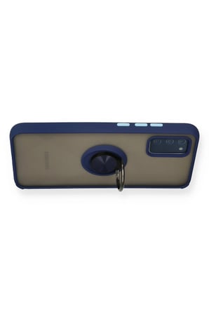 Mey İthalat®  Samsung Galaxy A02S Kılıf Montreal Yüzüklü Silikon Kapak - Lacivert