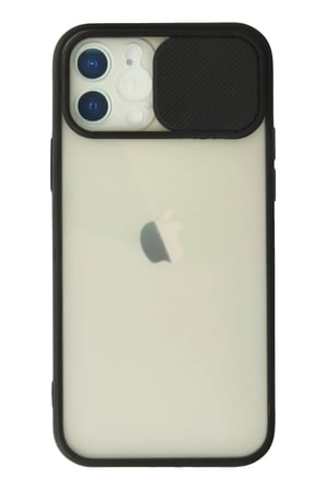 Mey İthalat®   iPhone 12 Kılıf Palm Buzlu Kamera Sürgülü Silikon - Siyah