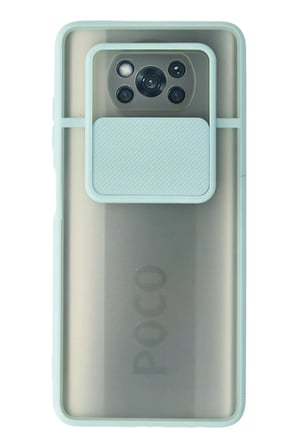 Mey İthalat®   Pocophone X3 Kılıf Palm Buzlu Kamera Sürgülü Silikon - Turkuaz