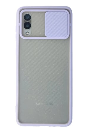 Mey İthalat®  Samsung Galaxy A02 Kılıf Palm Buzlu Kamera Sürgülü Silikon - Lila
