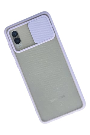 Mey İthalat®  Samsung Galaxy A02 Kılıf Palm Buzlu Kamera Sürgülü Silikon - Lila