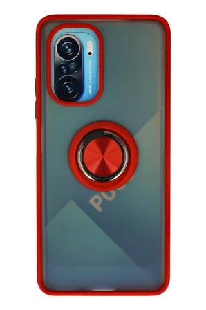 Mey İthalat®   Redmi K40 Kılıf Montreal Yüzüklü Silikon Kapak - Kırmızı
