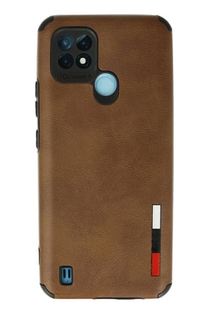 Mey İthalat®  Realme C21 Kılıf Loop Deri Silikon - Kahverengi