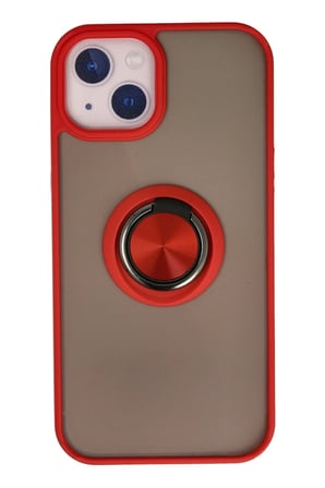Mey İthalat®   iPhone 13 Kılıf Montreal Yüzüklü Silikon Kapak - Kırmızı