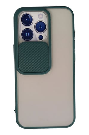 Mey İthalat®   iPhone 13 Pro Kılıf Palm Buzlu Kamera Sürgülü Silikon - Yeşil