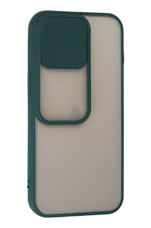 Mey İthalat®   iPhone 13 Pro Kılıf Palm Buzlu Kamera Sürgülü Silikon - Yeşil
