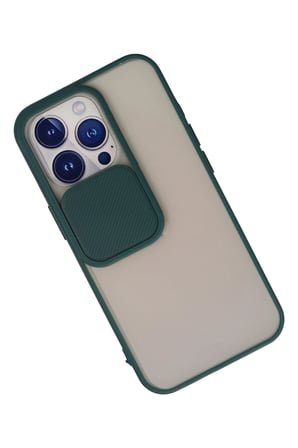 Mey İthalat®   iPhone 13 Pro Kılıf Palm Buzlu Kamera Sürgülü Silikon - Yeşil