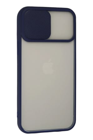 Mey İthalat®   iPhone 13 Pro Max Kılıf Palm Buzlu Kamera Sürgülü Silikon - Lacivert