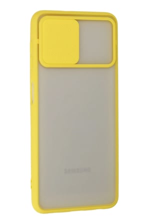 Mey İthalat®  Samsung Galaxy A22 Kılıf Palm Buzlu Kamera Sürgülü Silikon - Sarı