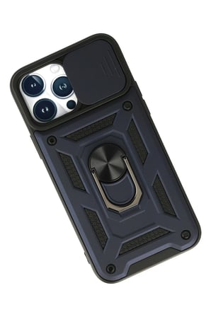 Mey İthalat®   iPhone 13 Pro Kılıf Pars Lens Yüzüklü Silikon - Lacivert
