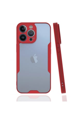 Mey İthalat®   iPhone 13 Pro Kılıf Platin Silikon - Kırmızı