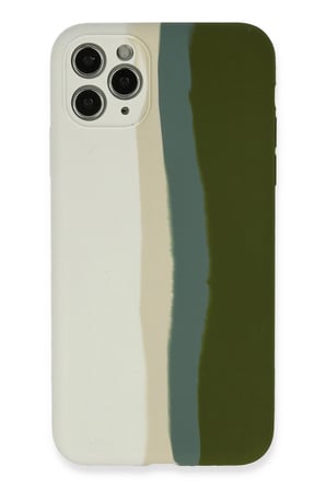 Mey İthalat®   iPhone 11 Pro Kılıf Ebruli Lansman Silikon - Beyaz-Yeşil