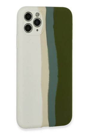 Mey İthalat®   iPhone 11 Pro Kılıf Ebruli Lansman Silikon - Beyaz-Yeşil