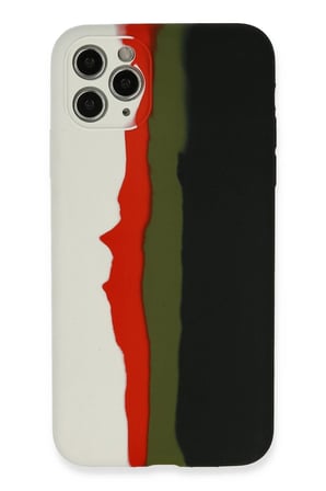 Mey İthalat®   iPhone 11 Pro Kılıf Ebruli Lansman Silikon - Beyaz-Siyah