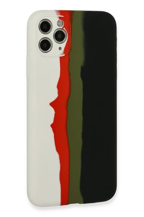 Mey İthalat®   iPhone 11 Pro Kılıf Ebruli Lansman Silikon - Beyaz-Siyah