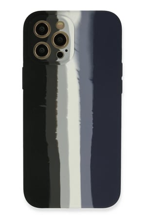 Mey İthalat®   iPhone 12 Pro Max Kılıf Ebruli Lansman Silikon - Siyah-Lacivert