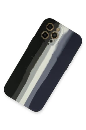 Mey İthalat®   iPhone 12 Pro Max Kılıf Ebruli Lansman Silikon - Siyah-Lacivert