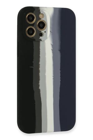 Mey İthalat®   iPhone 12 Pro Max Kılıf Ebruli Lansman Silikon - Siyah-Lacivert