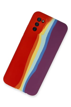 Mey İthalat®  Samsung Galaxy A03S Kılıf Ebruli Lansman Silikon - Kırmızı-Mor