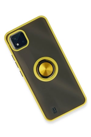 Mey İthalat®  Realme C11 2021 Kılıf Montreal Yüzüklü Silikon Kapak - Sarı
