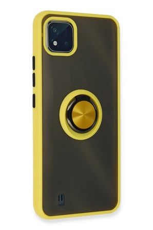 Mey İthalat®  Realme C11 2021 Kılıf Montreal Yüzüklü Silikon Kapak - Sarı