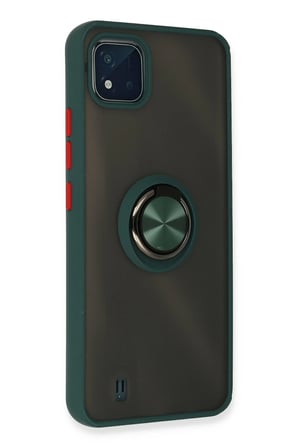 Mey İthalat®  Realme C11 2021 Kılıf Montreal Yüzüklü Silikon Kapak - Yeşil