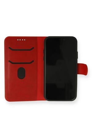 Mey İthalat®   iPhone 13 Mini Kılıf Trend S Plus Kapaklı Kılıf - Kırmızı