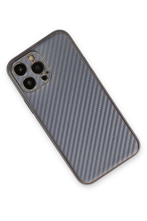 Mey İthalat®   iPhone 13 Pro Max Kılıf Coco Karbon Silikon - Gri