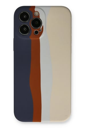 Mey İthalat®   iPhone 13 Pro Kılıf Ebruli Lansman Silikon - Lacivert-Krem
