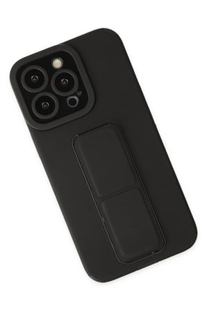 Mey İthalat®   iPhone 13 Pro Max Kılıf Mega Standlı Silikon - Siyah