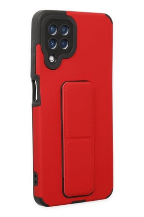 Mey İthalat®  Samsung Galaxy A22 Kılıf Mega Standlı Silikon - Kırmızı