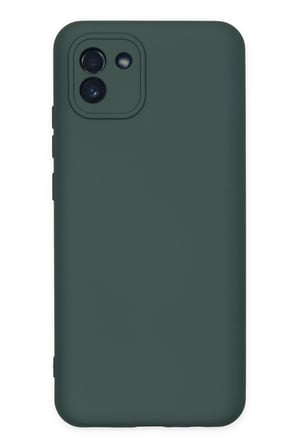 Mey İthalat®  Samsung Galaxy A03 Kılıf Nano içi Kadife Silikon - Koyu Yeşil