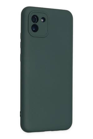 Mey İthalat®  Samsung Galaxy A03 Kılıf Nano içi Kadife Silikon - Koyu Yeşil