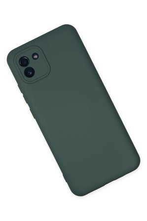 Mey İthalat®  Samsung Galaxy A03 Kılıf Nano içi Kadife Silikon - Koyu Yeşil