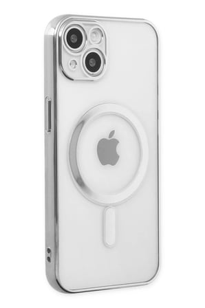 Mey İthalat®   iPhone 14 Plus Kılıf Magneticsafe Lazer Silikon - Gümüş