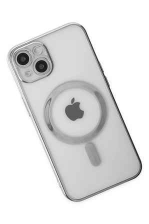Mey İthalat®   iPhone 14 Plus Kılıf Magneticsafe Lazer Silikon - Gümüş