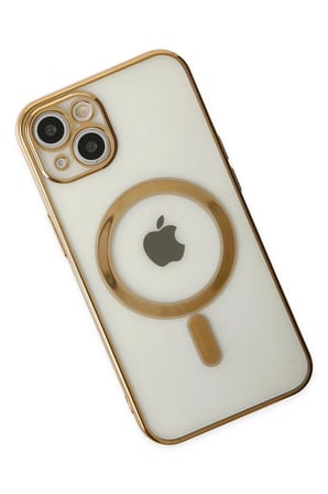Mey İthalat®   iPhone 14 Plus Kılıf Magneticsafe Lazer Silikon - Gold
