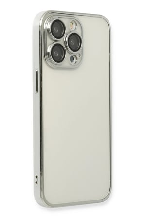 Mey İthalat®   iPhone 14 Pro Kılıf  Lensli Silikon - Gümüş