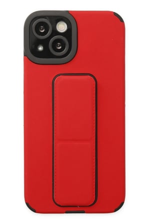Mey İthalat®   iPhone 14 Plus Kılıf Mega Standlı Silikon - Kırmızı