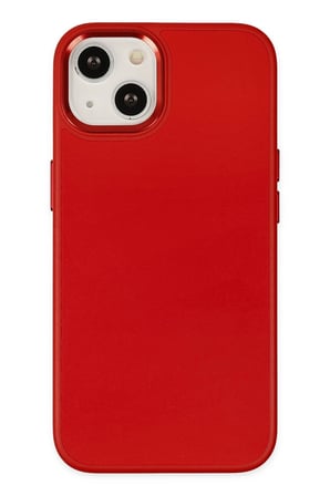 Mey İthalat®   iPhone 14 Plus Kılıf Asya Deri Silikon - Kırmızı