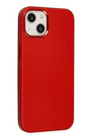 Mey İthalat®   iPhone 14 Plus Kılıf Asya Deri Silikon - Kırmızı