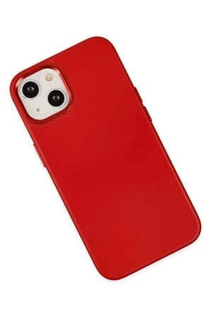 Mey İthalat®   iPhone 14 Plus Kılıf Asya Deri Silikon - Kırmızı