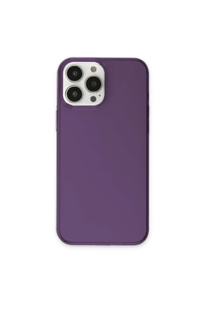 Mey İthalat®   iPhone 13 Pro Max Kılıf Pc Sert Şeffaf Kapak - Mor