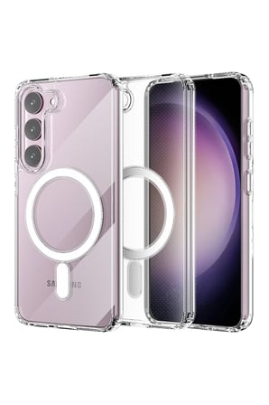 Mey İthalat®  Samsung Galaxy S23 Kılıf Magneticsafe Şeffaf Silikon - Şeffaf