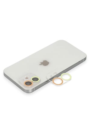 Mey İthalat®   iPhone 12 Mini Renkli Kamera Lens Koruma Cam - Sarı-Turuncu