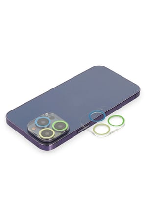 Mey İthalat®   iPhone 12 Pro Renkli Kamera Lens Koruma Cam - Yeşil-Sarı