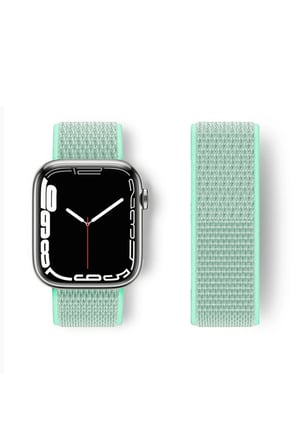Mey İthalat®   Watch 42mm Hasırlı Cırtcırtlı Kordon - Turkuaz